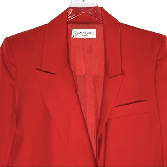 Yves Saint Laurent L Vintage Double Breasted Suit Jacket Blazer Power Red *flaw - Picture 4 of 11